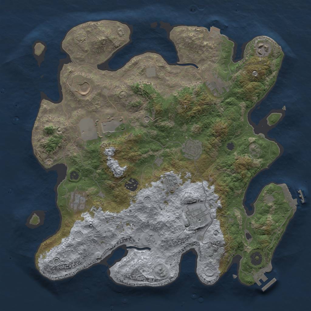 Rust Map: Procedural Map, Size: 3600, Seed: 963154345, 17 Monuments