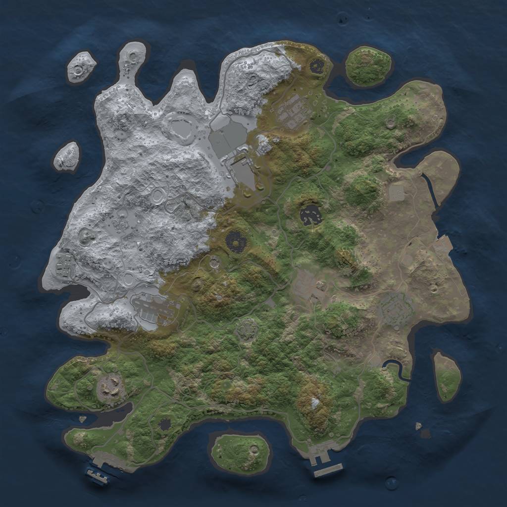 Rust Map: Procedural Map, Size: 3500, Seed: 1994060071, 16 Monuments