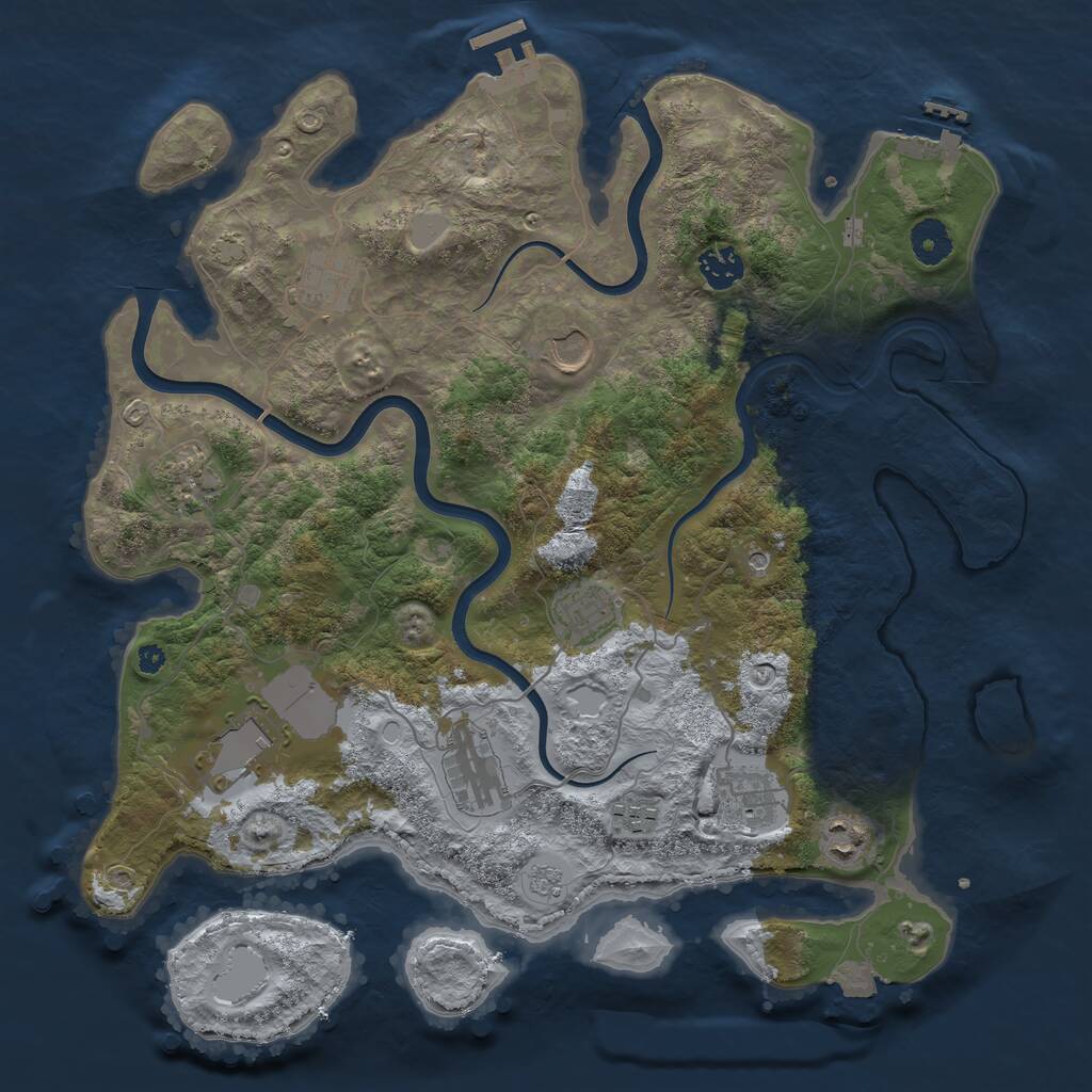 Rust Map: Procedural Map, Size: 3800, Seed: 1693586, 16 Monuments