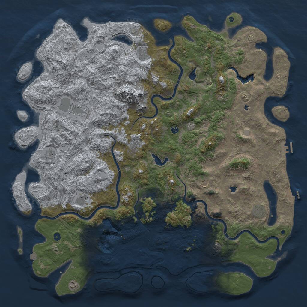 Rust Map: Procedural Map, Size: 6000, Seed: 16627, 17 Monuments
