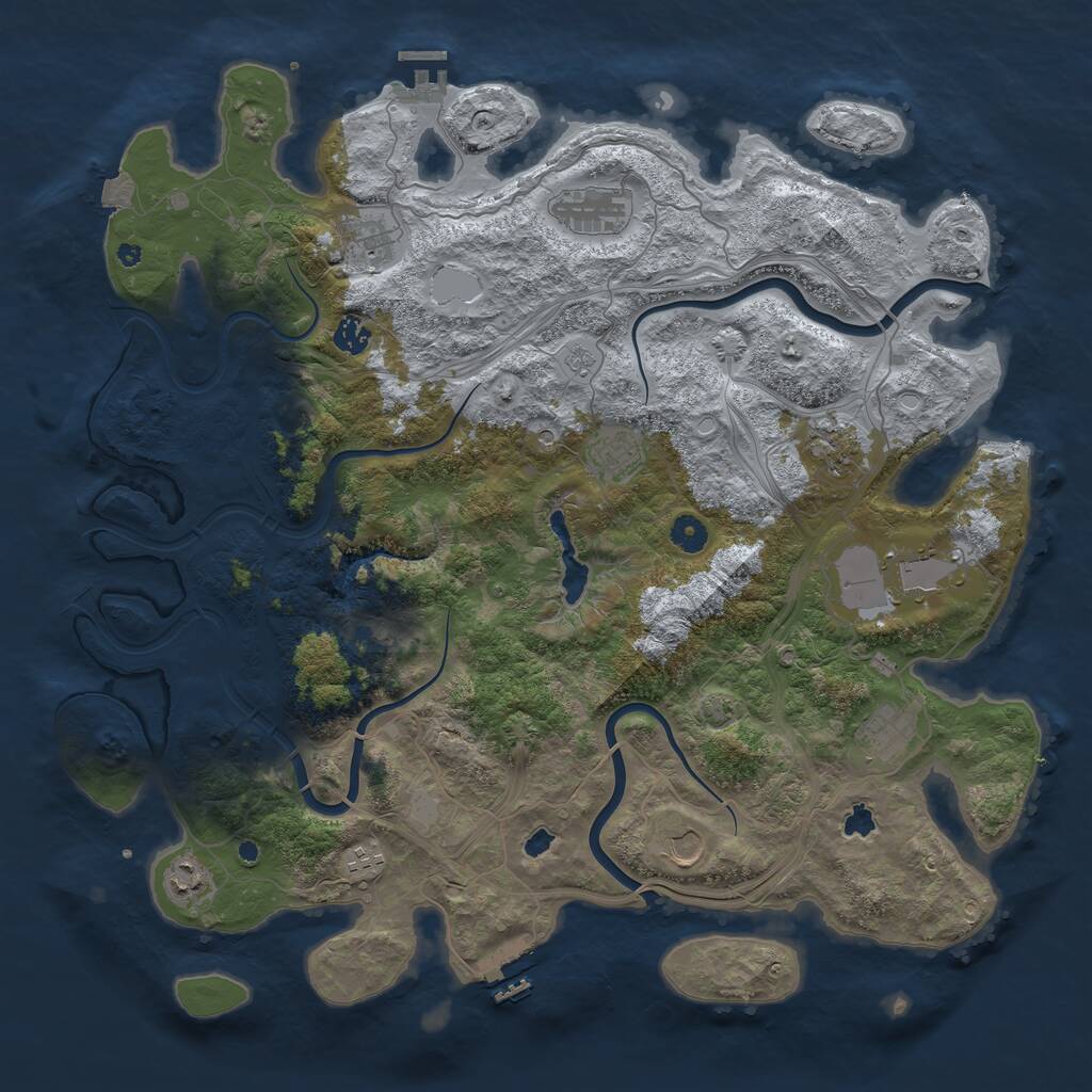 Rust Map: Procedural Map, Size: 4500, Seed: 812198902, 16 Monuments