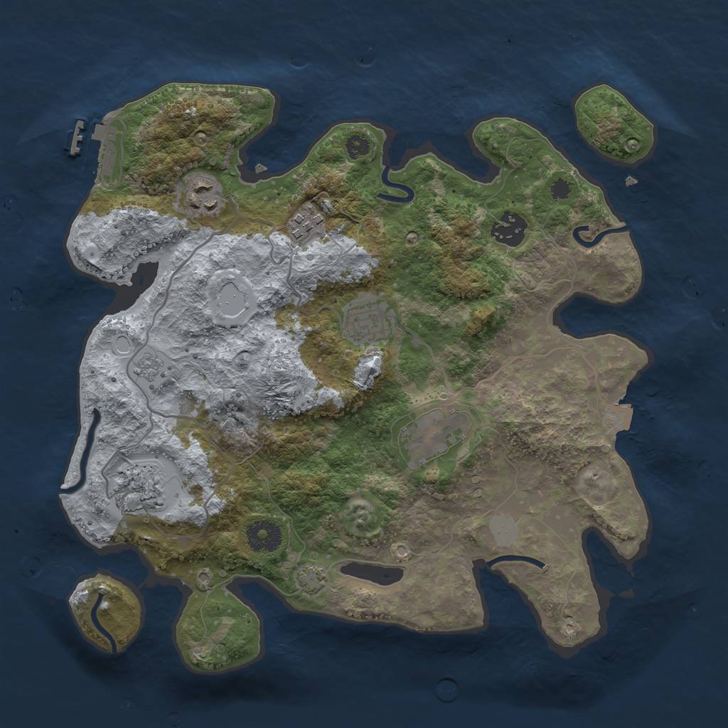 Rust Map: Procedural Map, Size: 3200, Seed: 1238296344, 12 Monuments