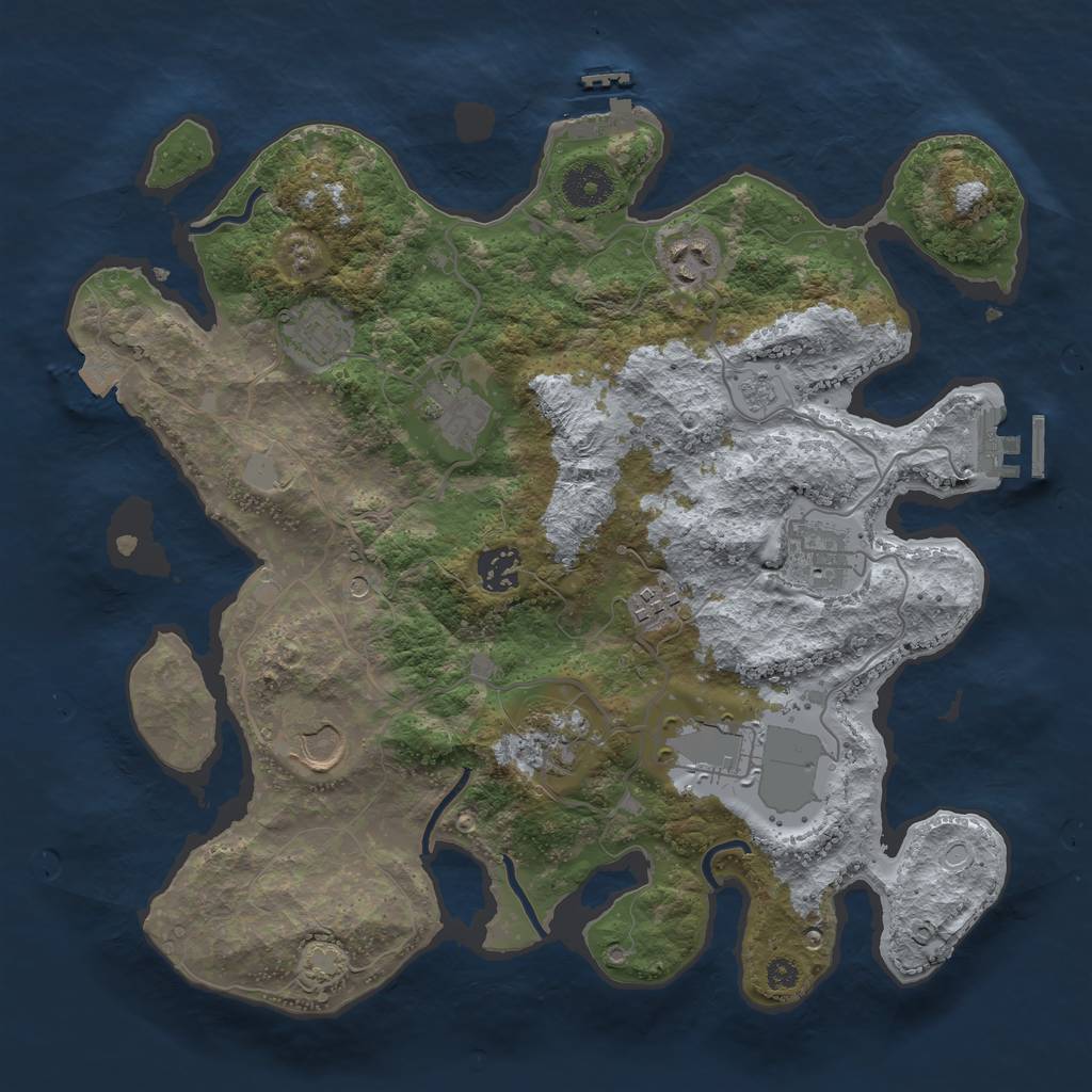 Rust Map: Procedural Map, Size: 3500, Seed: 1835022427, 17 Monuments