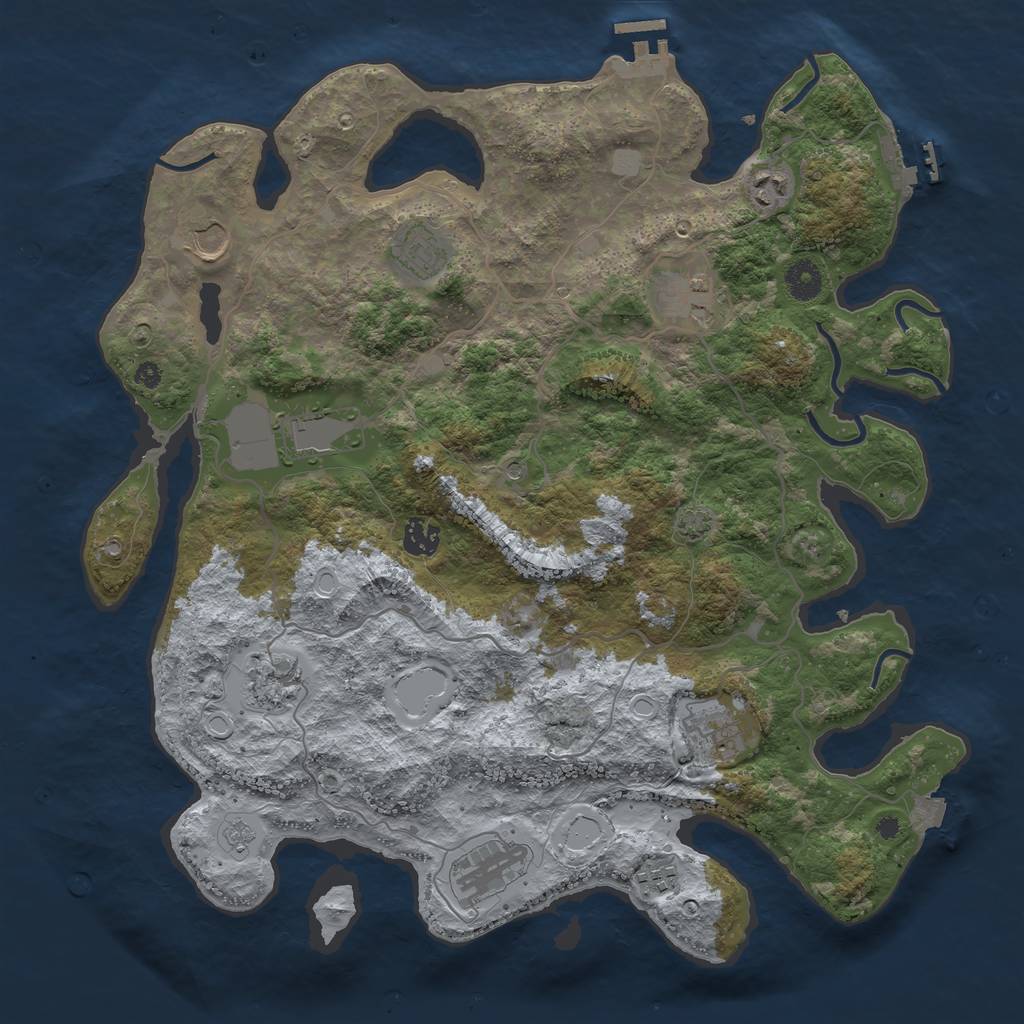 Rust Map: Procedural Map, Size: 4000, Seed: 1438175344, 18 Monuments