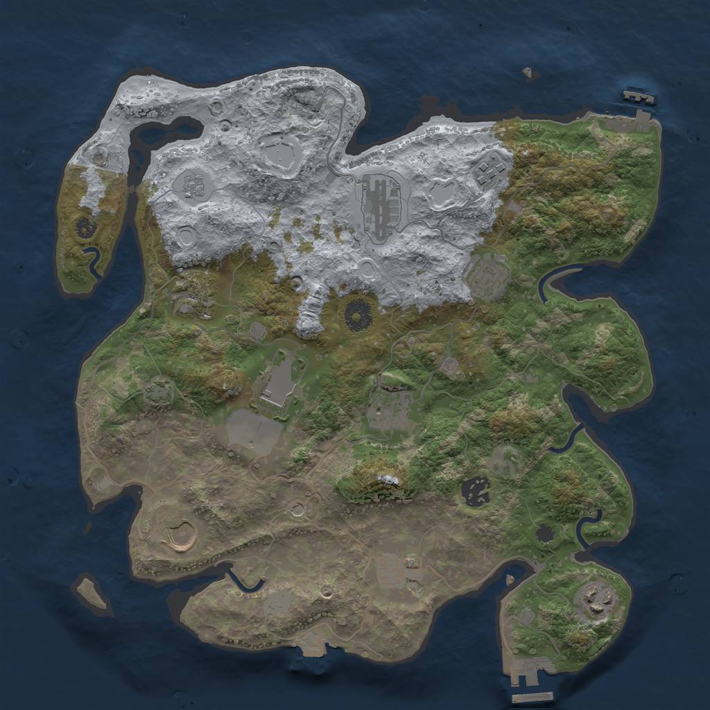 Rust Map: Procedural Map, Size: 3500, Seed: 2046992159, 18 Monuments