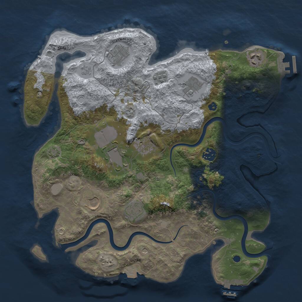Rust Map: Procedural Map, Size: 3500, Seed: 2046992159, 15 Monuments