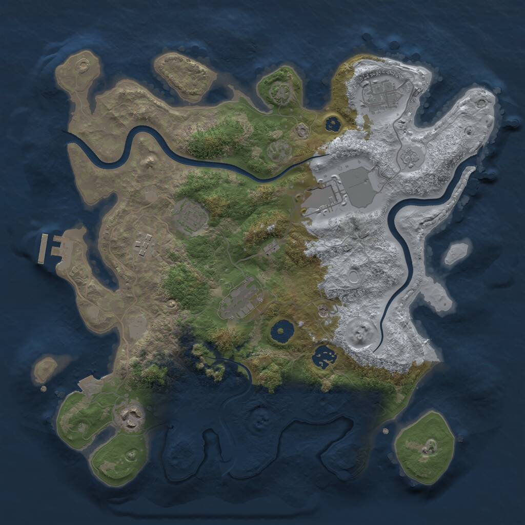 Rust Map: Procedural Map, Size: 3500, Seed: 623581441, 12 Monuments