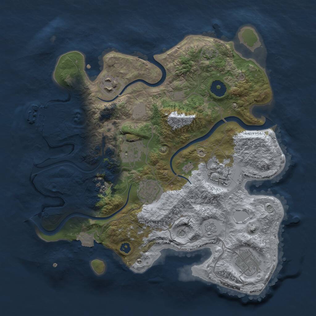 Rust Map: Procedural Map, Size: 3000, Seed: 15727, 11 Monuments