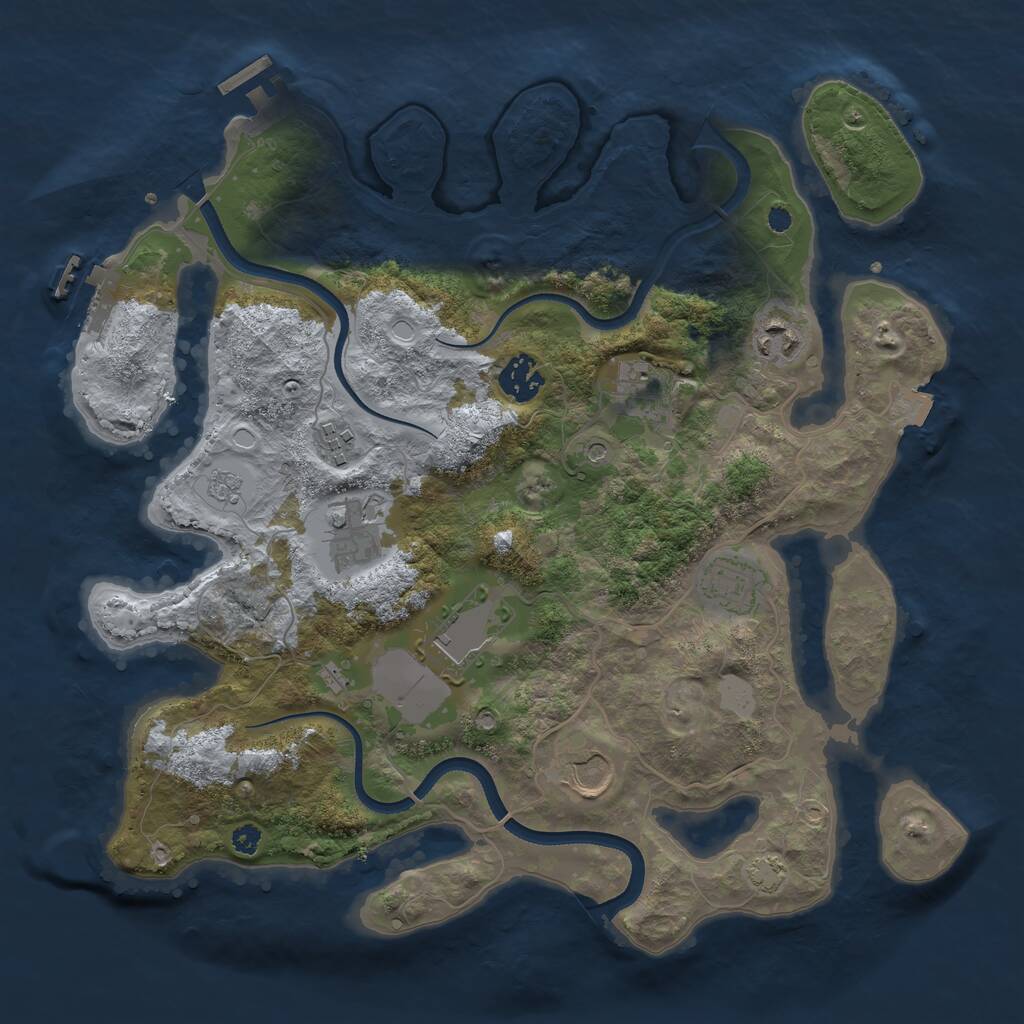 Rust Map: Procedural Map, Size: 3500, Seed: 170838, 14 Monuments