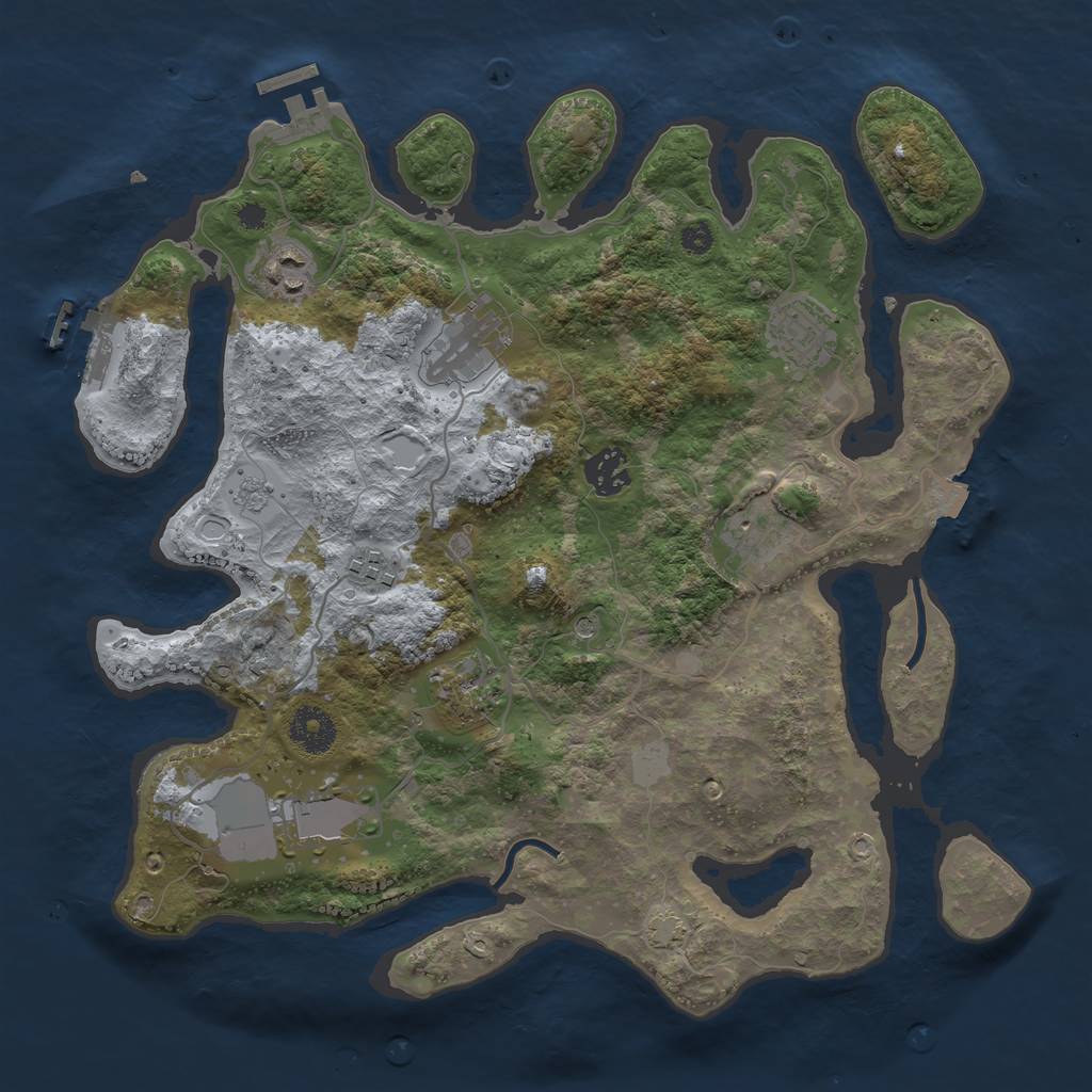 Rust Map: Procedural Map, Size: 3500, Seed: 170838, 16 Monuments