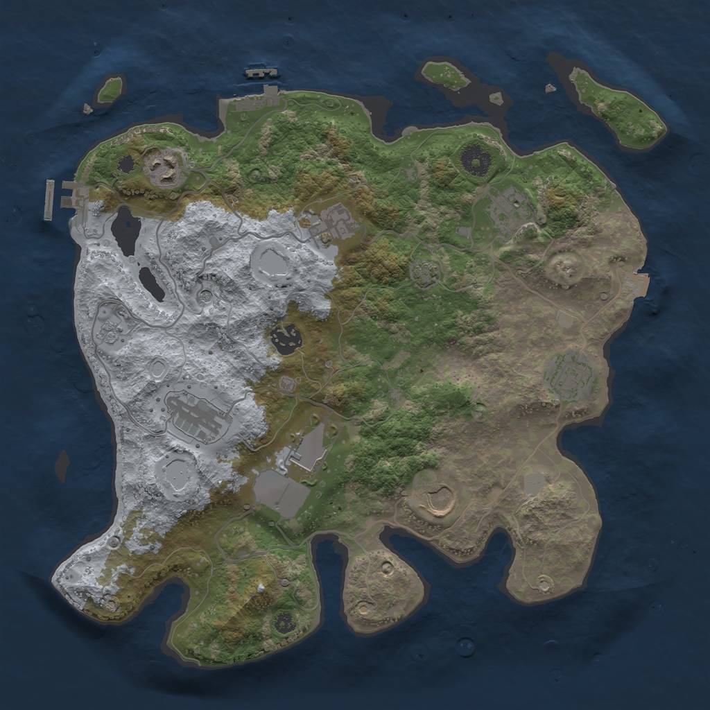 Rust Map: Procedural Map, Size: 3500, Seed: 829523594, 16 Monuments