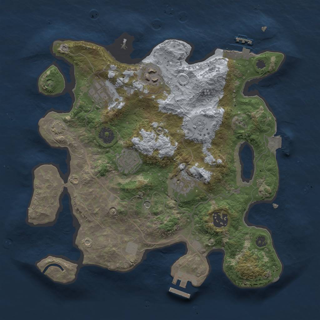 Rust Map: Procedural Map, Size: 3000, Seed: 1975340914, 13 Monuments