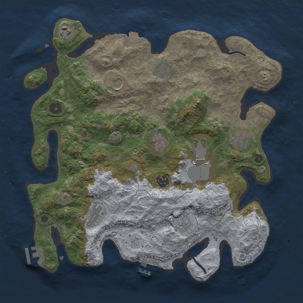 Rust Map: Procedural Map, Size: 3750, Seed: 63758415, 17 Monuments