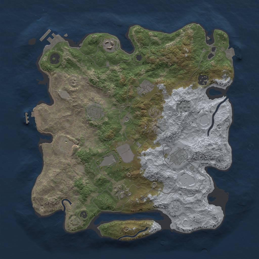 Rust Map: Procedural Map, Size: 3600, Seed: 1356043049, 17 Monuments