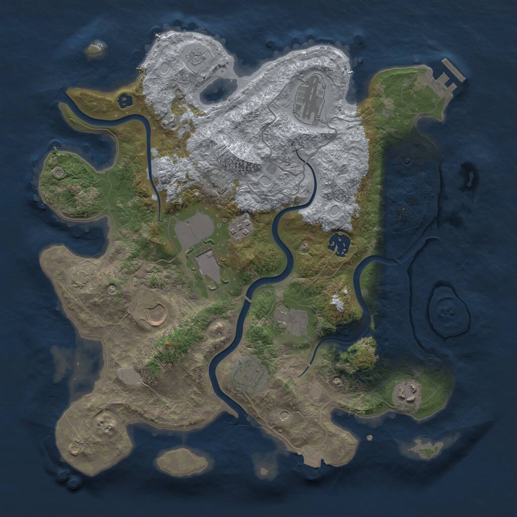 Rust Map: Procedural Map, Size: 3500, Seed: 648248, 13 Monuments