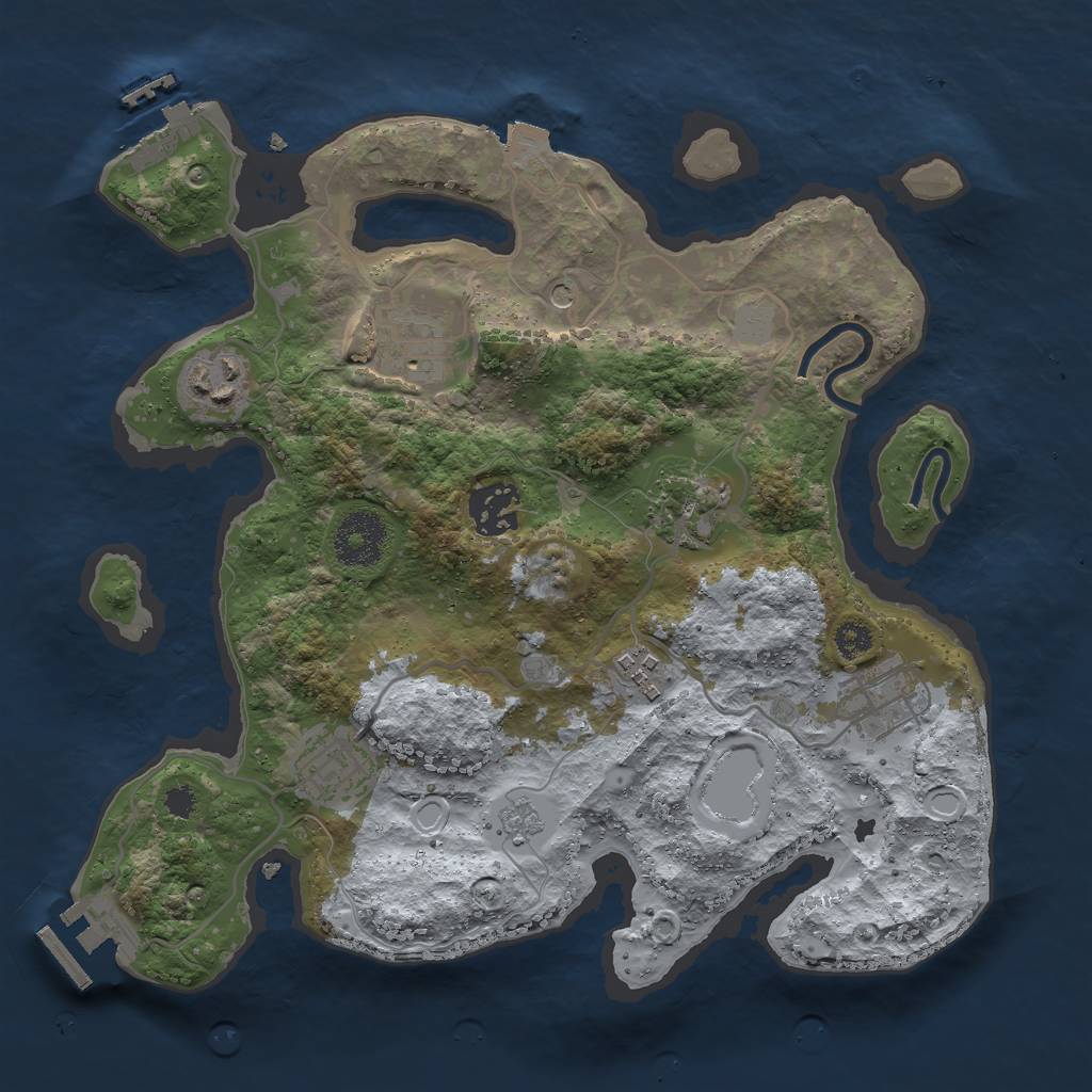 Rust Map: Procedural Map, Size: 3000, Seed: 32261, 14 Monuments