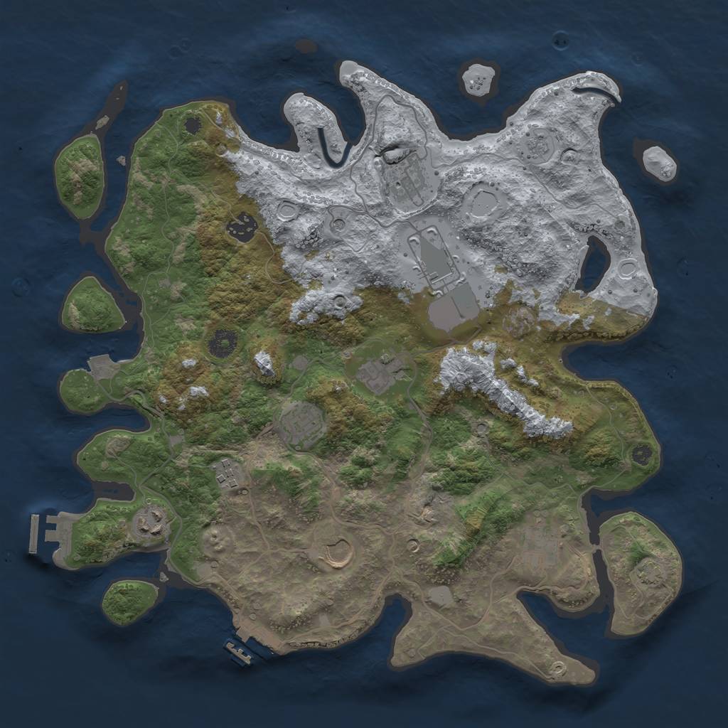 Rust Map: Procedural Map, Size: 3750, Seed: 65806998, 17 Monuments