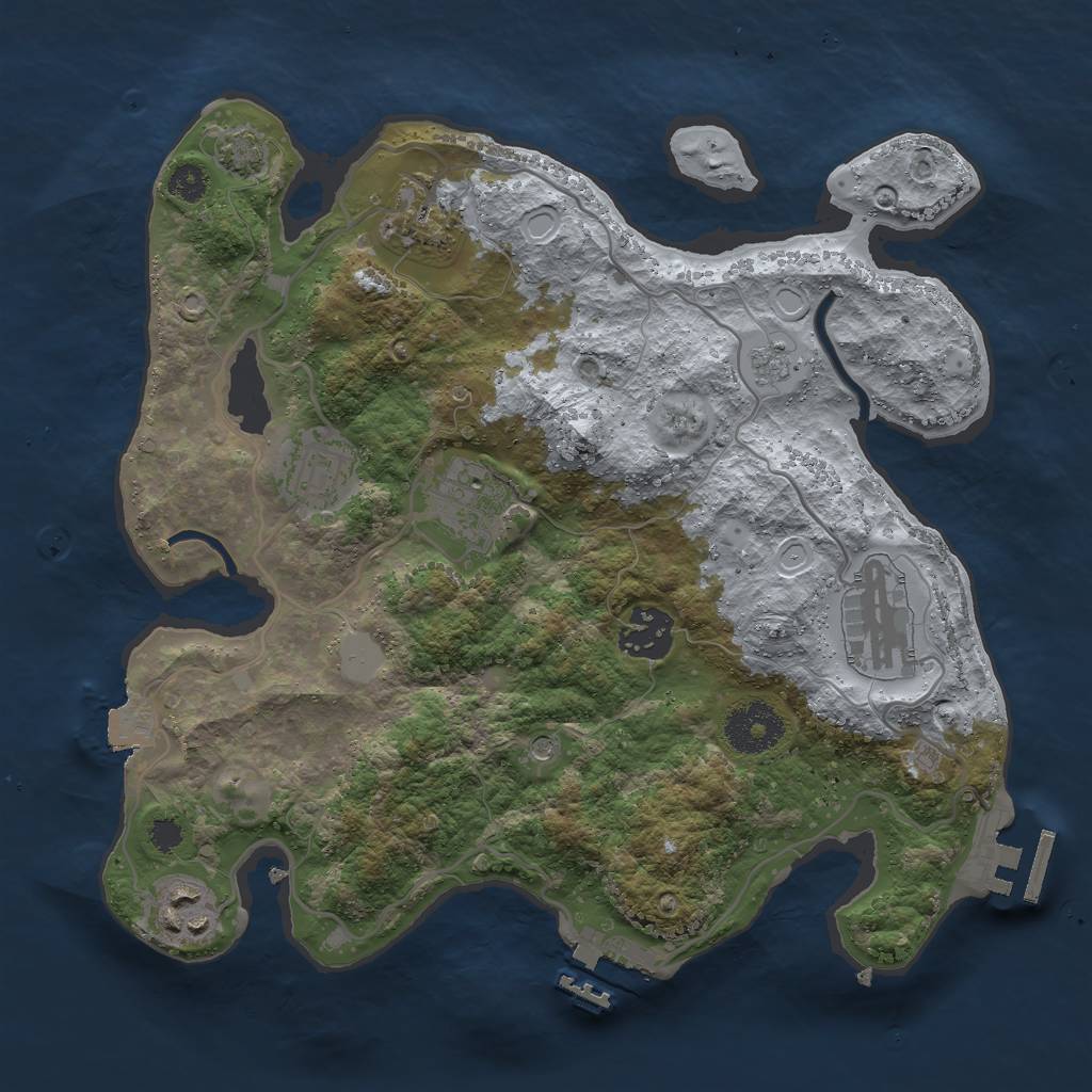 Rust Map: Procedural Map, Size: 3000, Seed: 1724266620, 14 Monuments