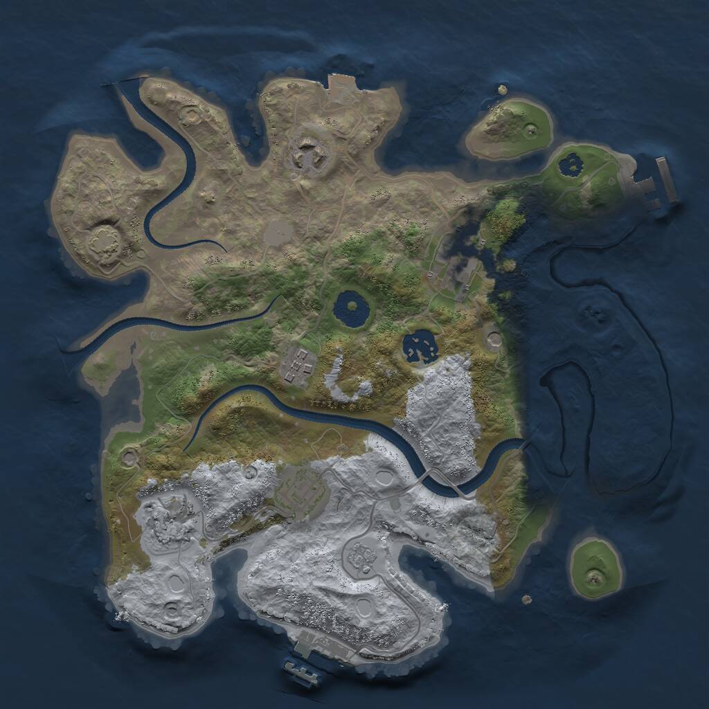 Rust Map: Procedural Map, Size: 3000, Seed: 369819360, 12 Monuments