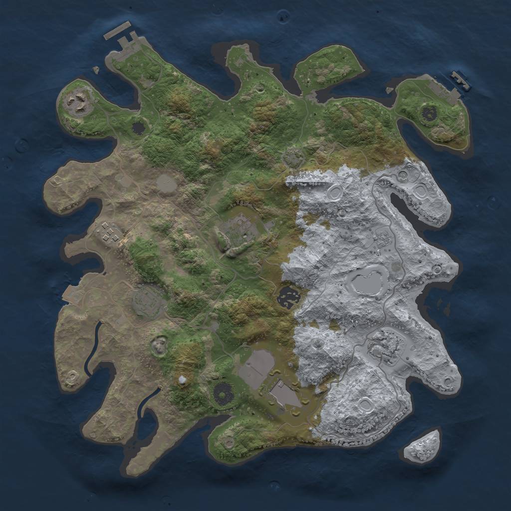 Rust Map: Procedural Map, Size: 3500, Seed: 3186976, 15 Monuments