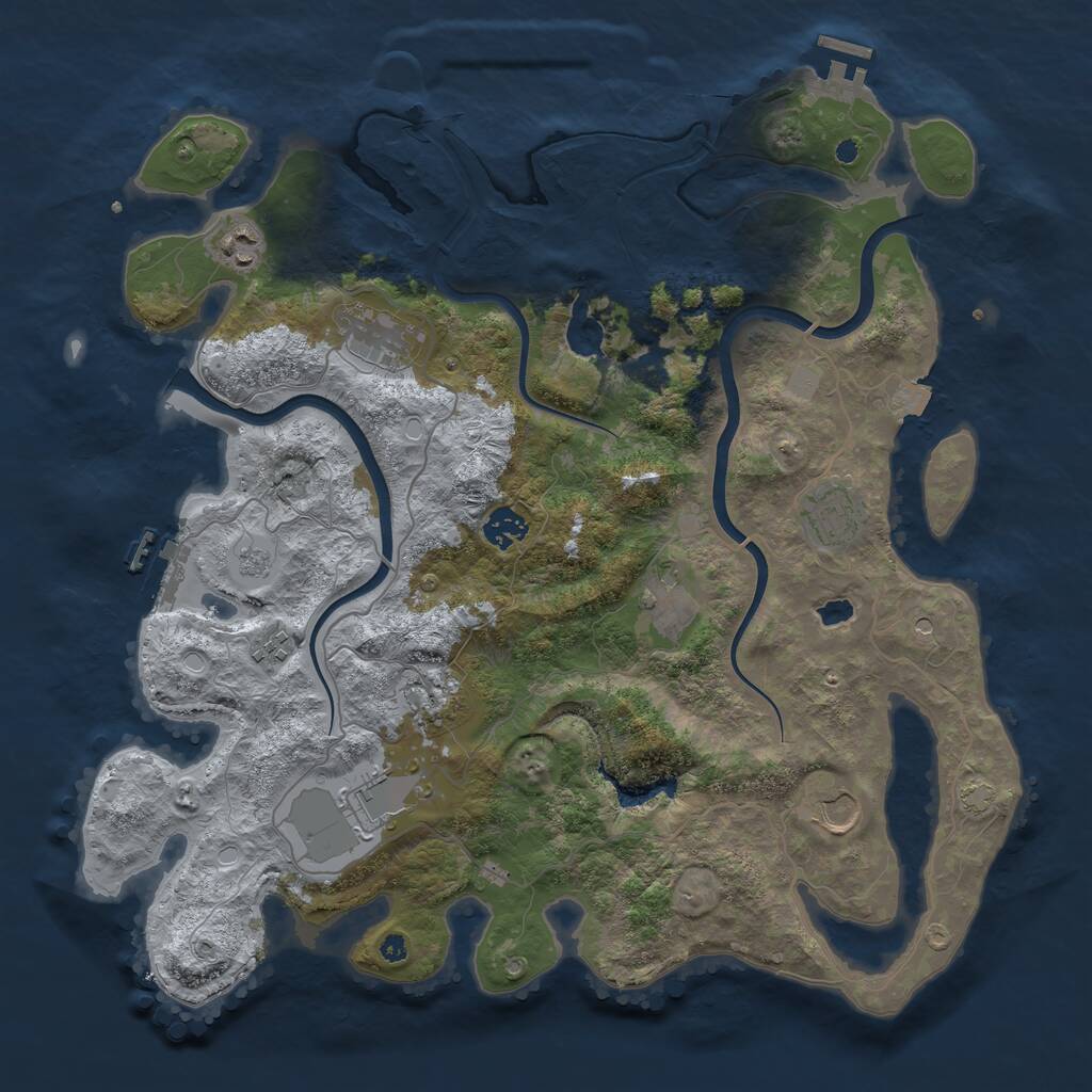 Rust Map: Procedural Map, Size: 4000, Seed: 614989313, 15 Monuments