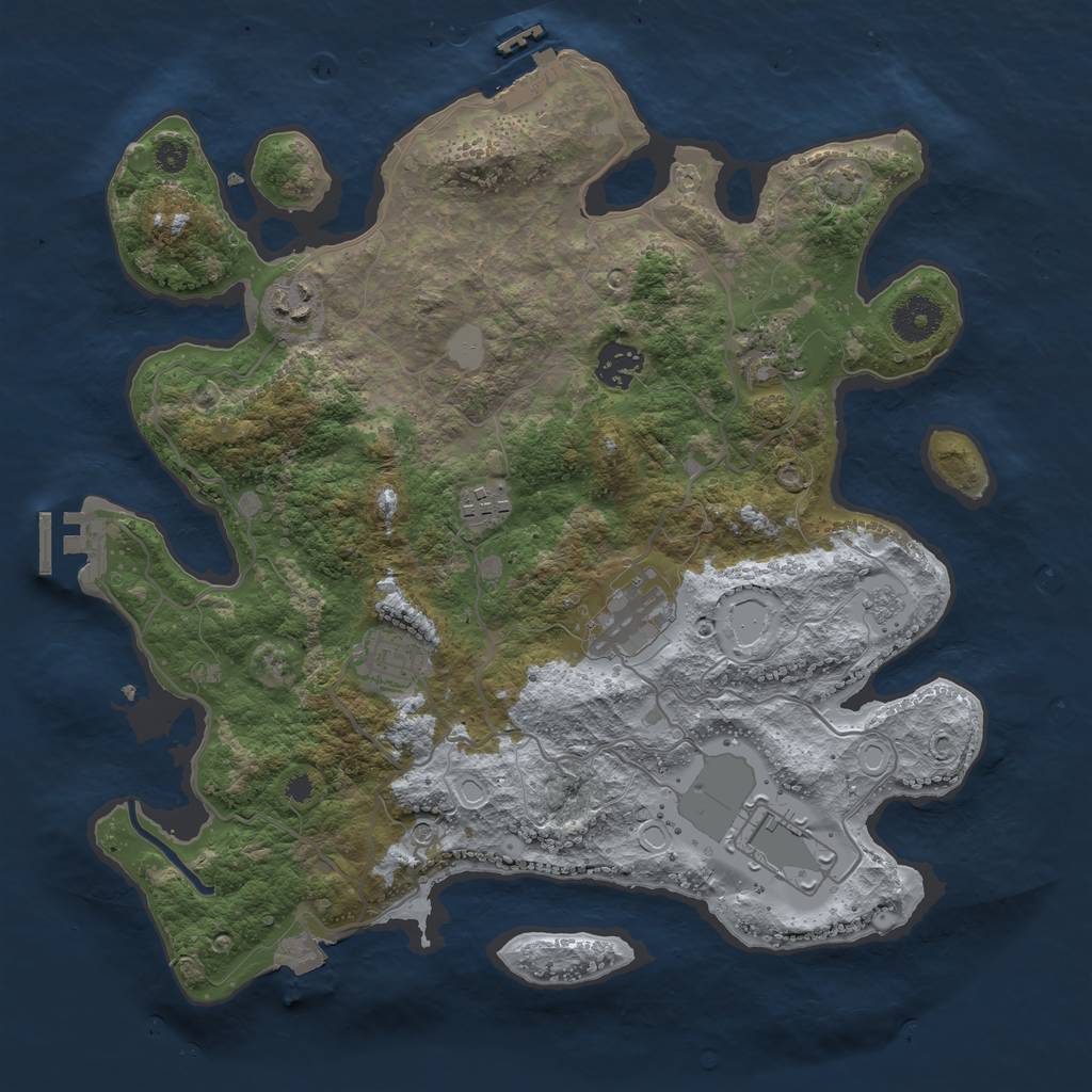 Rust Map: Procedural Map, Size: 3500, Seed: 321123123, 15 Monuments