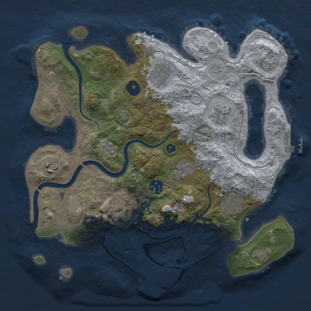 Rust Map: Procedural Map, Size: 3300, Seed: 66606660, 14 Monuments
