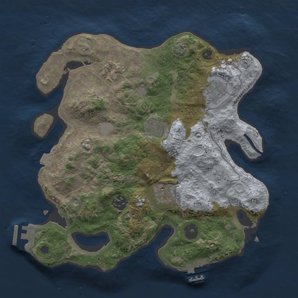 Rust Map: Procedural Map, Size: 3000, Seed: 75989, 13 Monuments