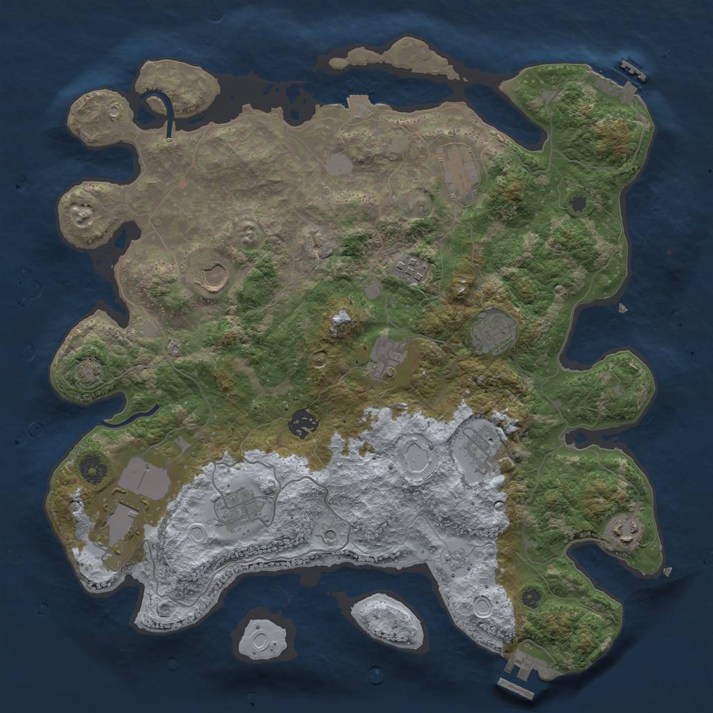 Rust Map: Procedural Map, Size: 3800, Seed: 50010, 18 Monuments