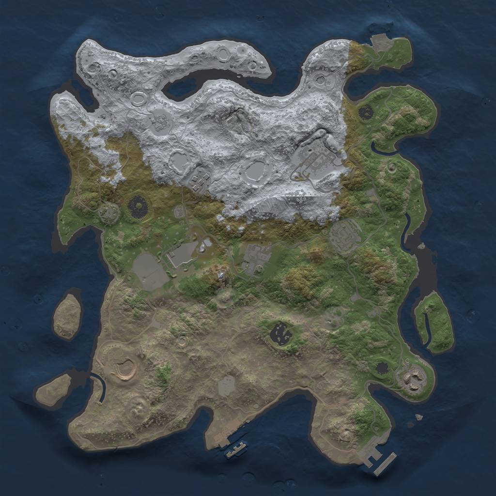 Rust Map: Procedural Map, Size: 3500, Seed: 622525988, 16 Monuments