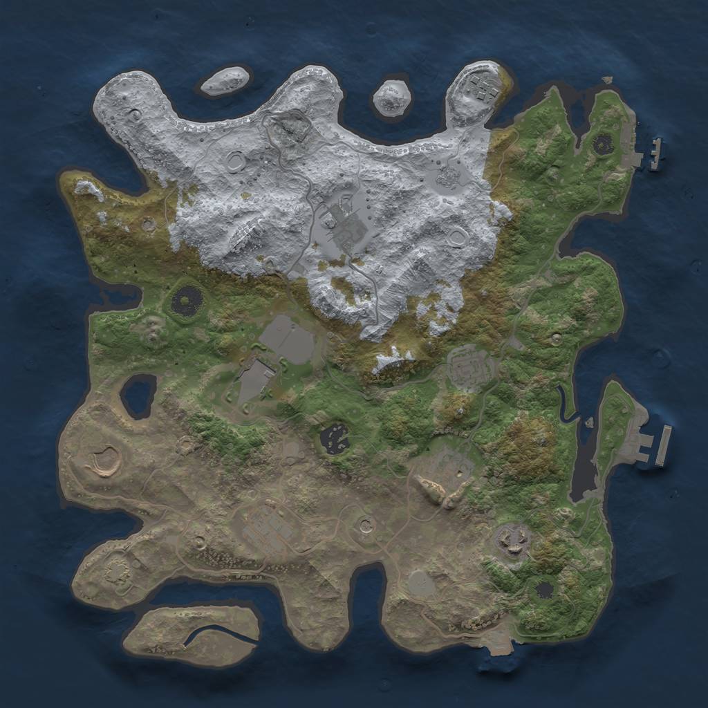 Rust Map: Procedural Map, Size: 3500, Seed: 1913351468, 17 Monuments