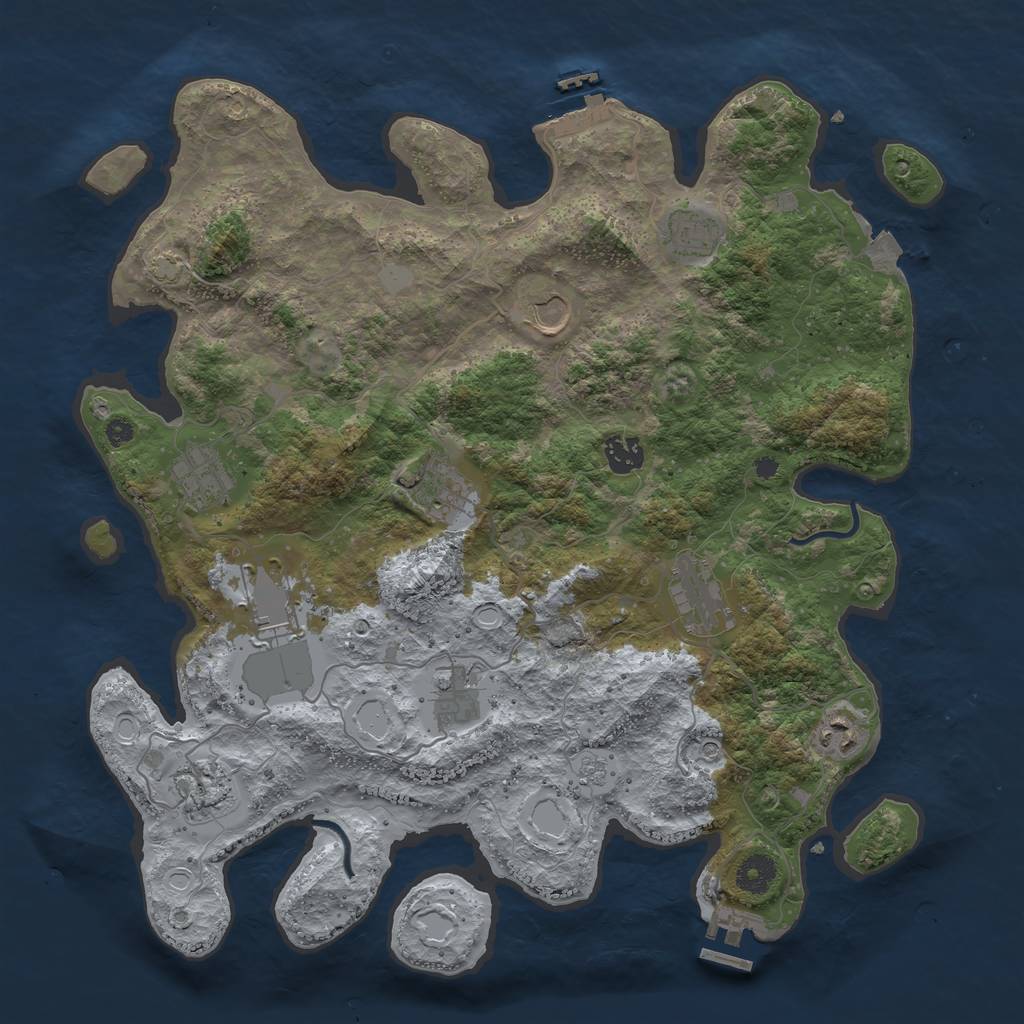Rust Map: Procedural Map, Size: 3900, Seed: 1223, 18 Monuments
