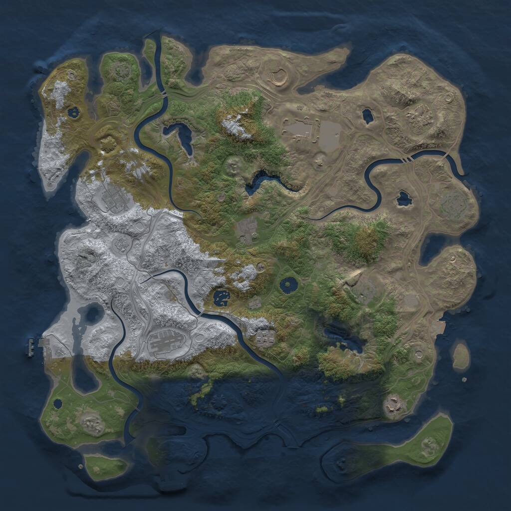 Rust Map: Procedural Map, Size: 4500, Seed: 1391264164, 17 Monuments