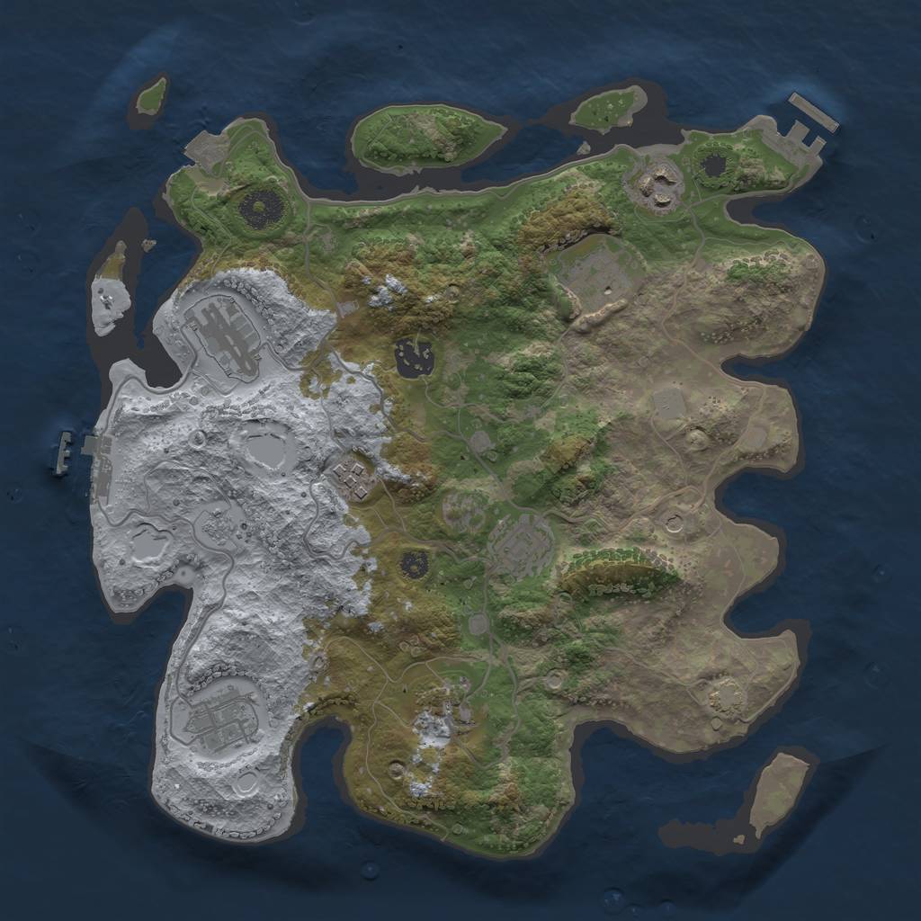 Rust Map: Procedural Map, Size: 3333, Seed: 650141459, 16 Monuments
