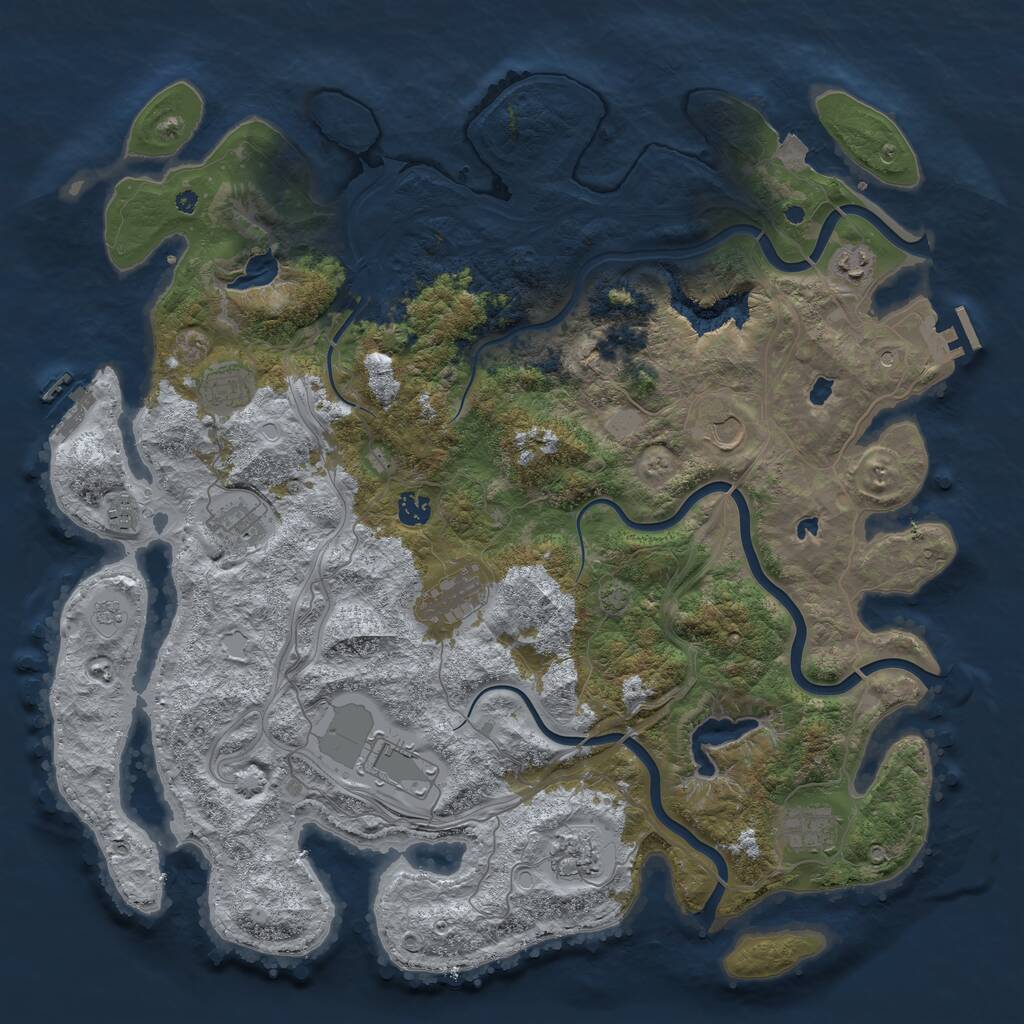 Rust Map: Procedural Map, Size: 4500, Seed: 1333337, 16 Monuments