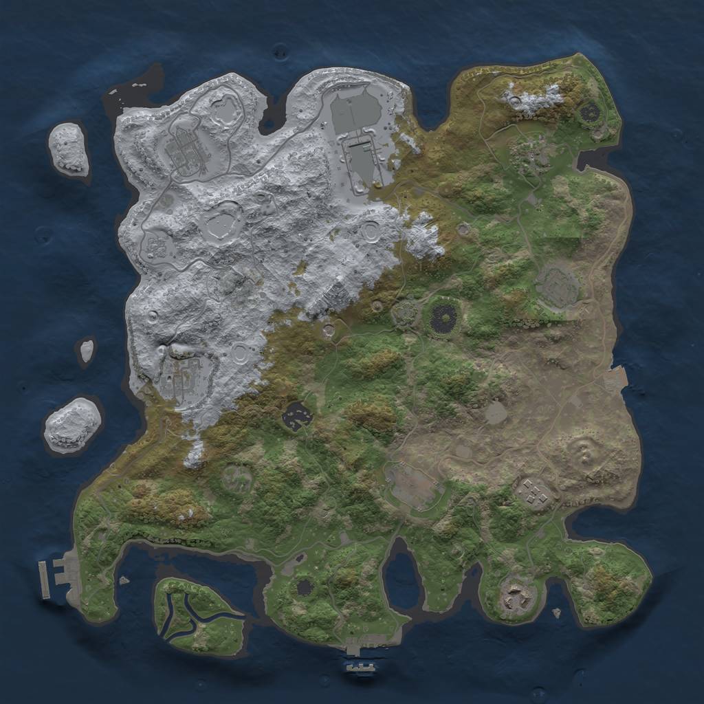 Rust Map: Procedural Map, Size: 3750, Seed: 7249246, 17 Monuments