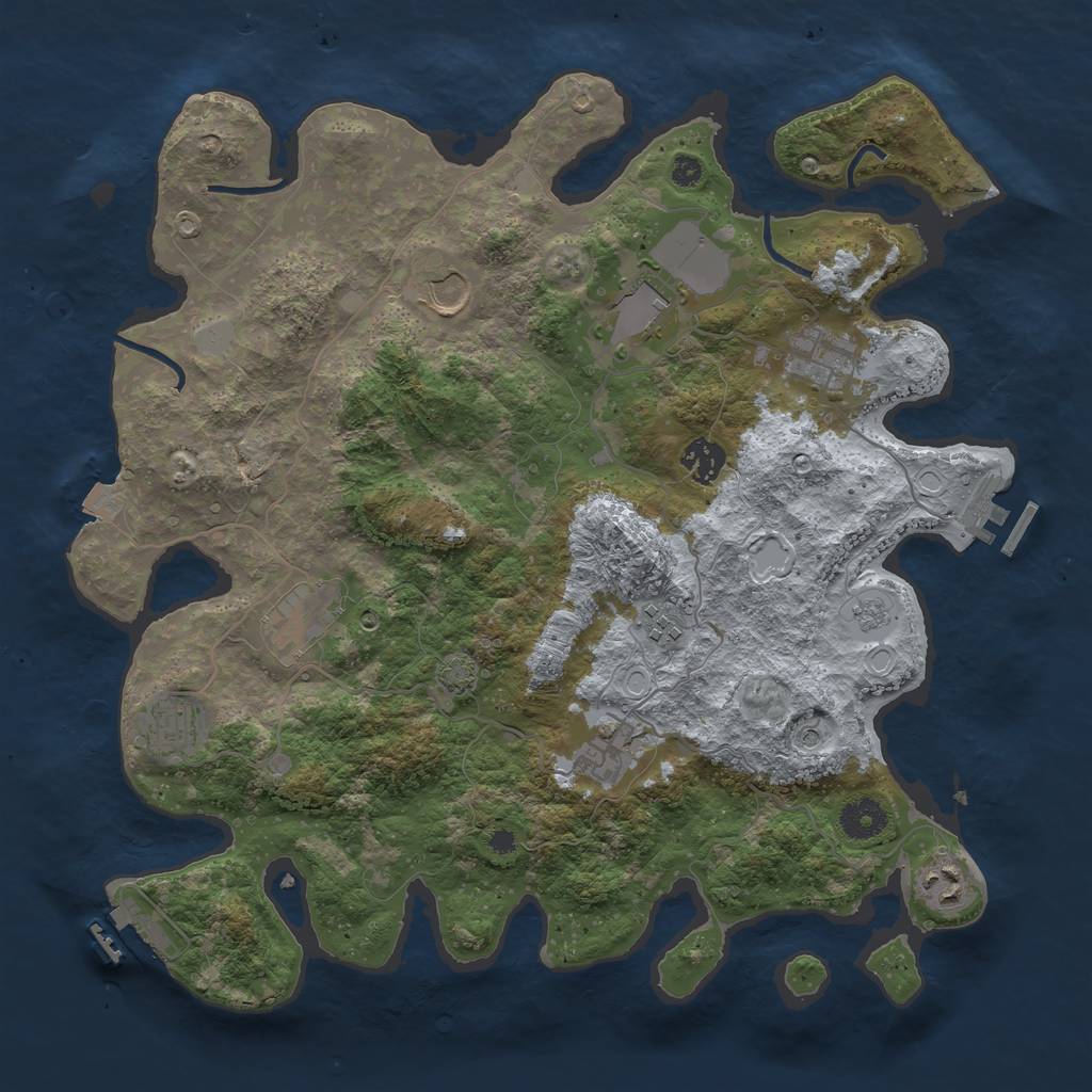 Rust Map: Procedural Map, Size: 3750, Seed: 893508659, 17 Monuments