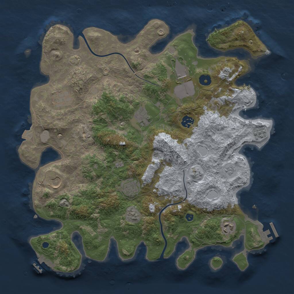 Rust Map: Procedural Map, Size: 3750, Seed: 893508659, 14 Monuments