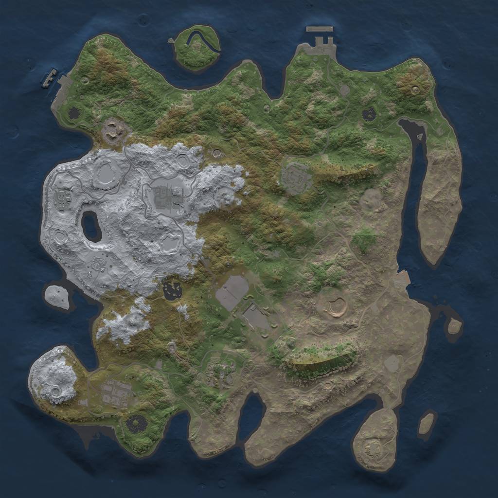 Rust Map: Procedural Map, Size: 3750, Seed: 77515559, 17 Monuments