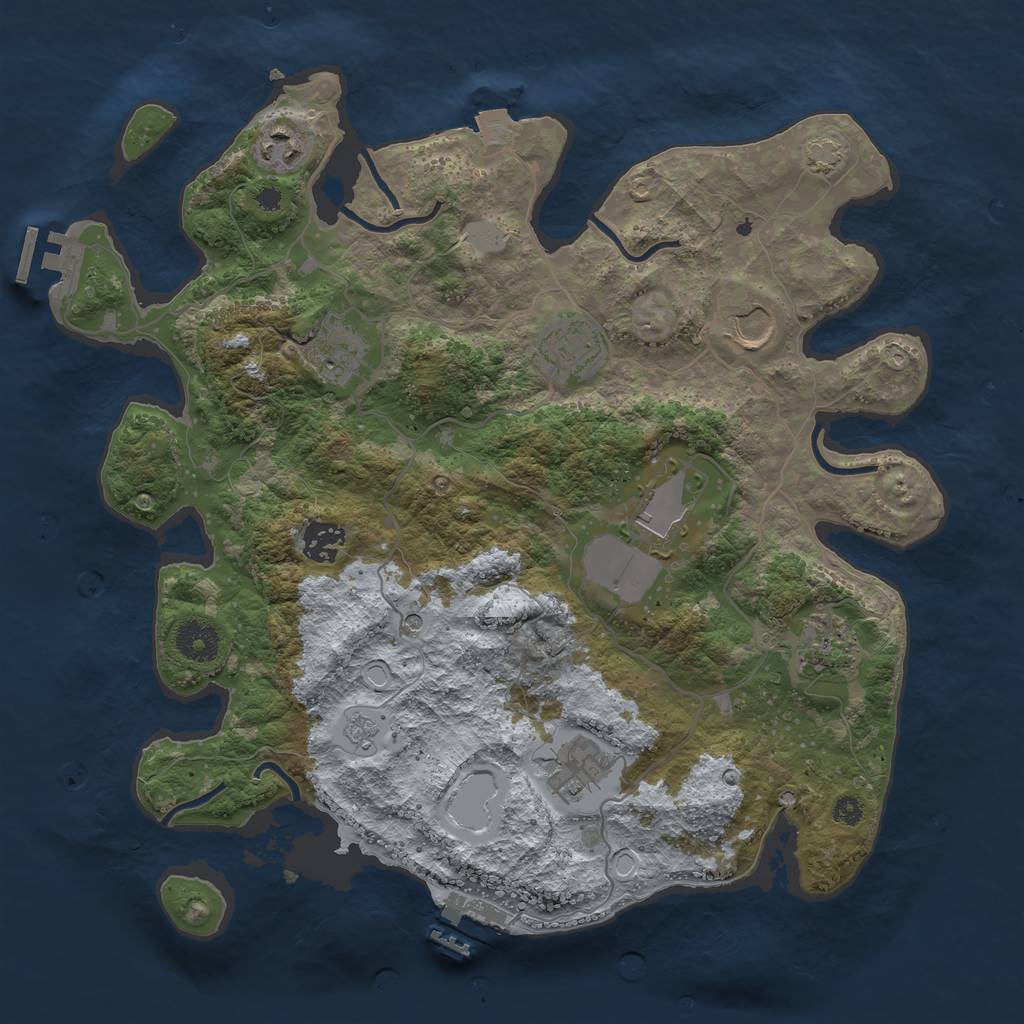 Rust Map: Procedural Map, Size: 3600, Seed: 649, 16 Monuments