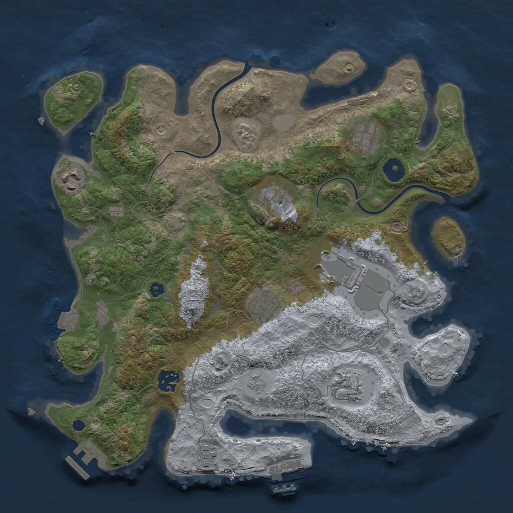 Rust Map: Procedural Map, Size: 3500, Seed: 569359959, 14 Monuments