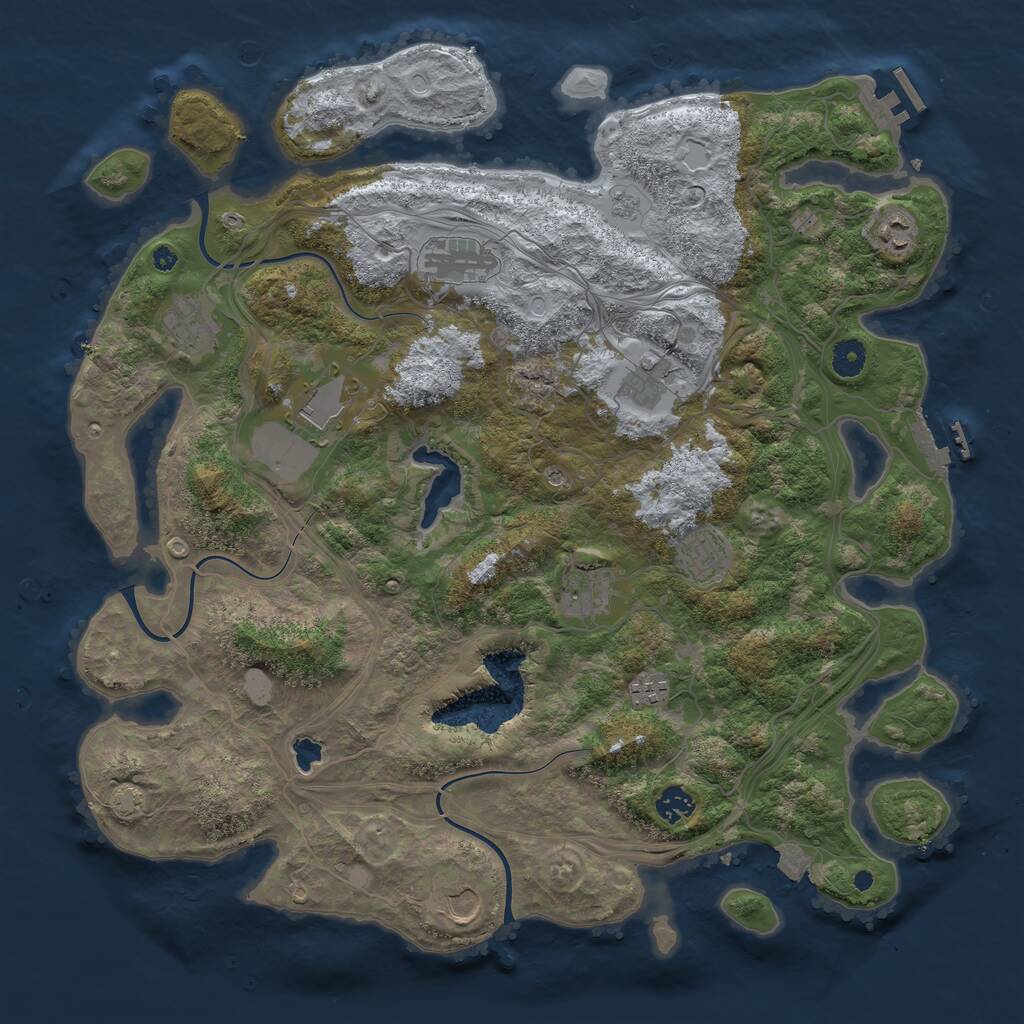 Rust Map: Procedural Map, Size: 4250, Seed: 884101877, 16 Monuments