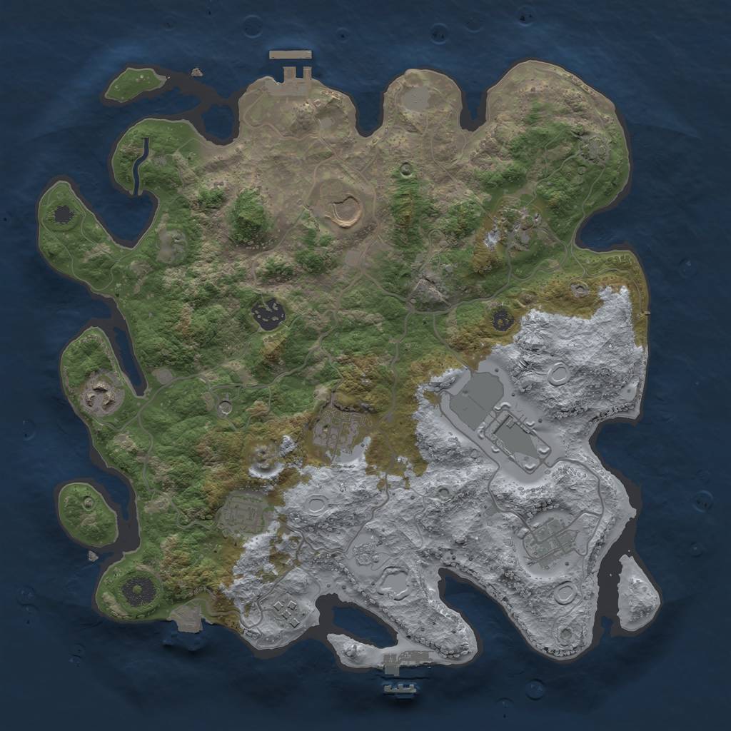Rust Map: Procedural Map, Size: 3500, Seed: 998607371, 17 Monuments