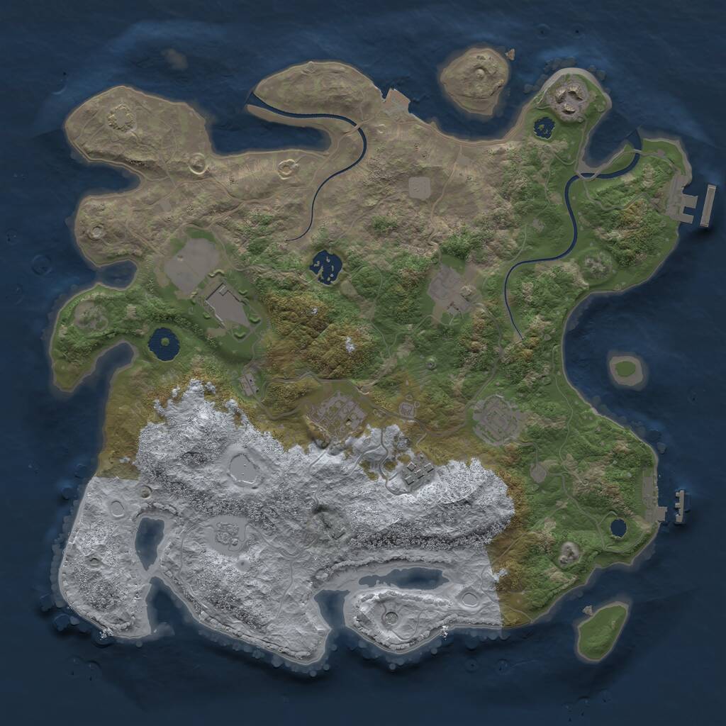 Rust Map: Procedural Map, Size: 3500, Seed: 1541969317, 13 Monuments