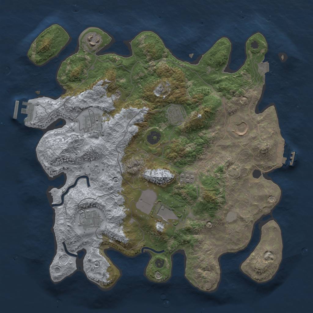 Rust Map: Procedural Map, Size: 3500, Seed: 1377820342, 15 Monuments