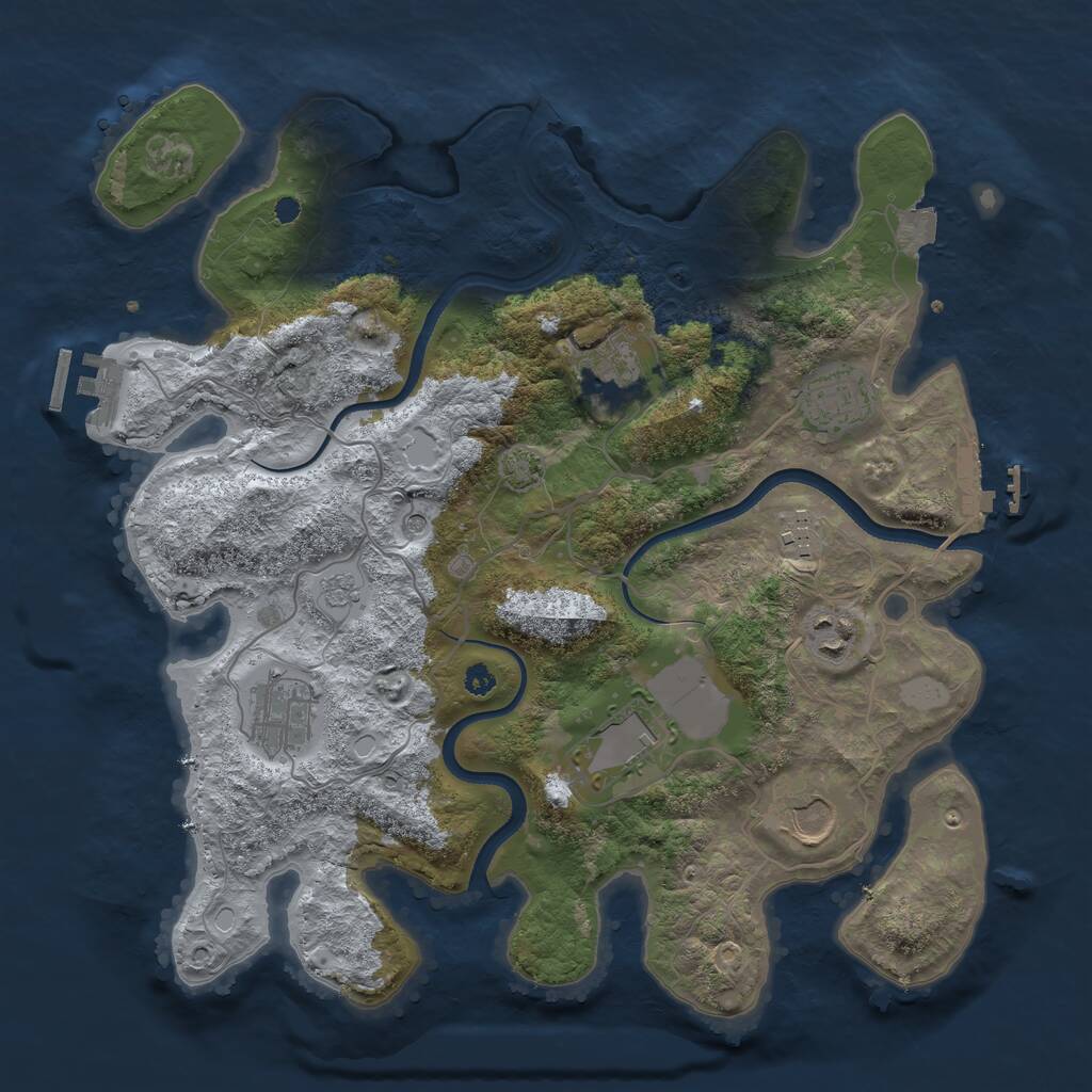 Rust Map: Procedural Map, Size: 3500, Seed: 1377820342, 13 Monuments