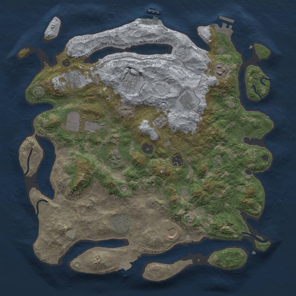 Rust Map: Procedural Map, Size: 4000, Seed: 1700916645, 18 Monuments
