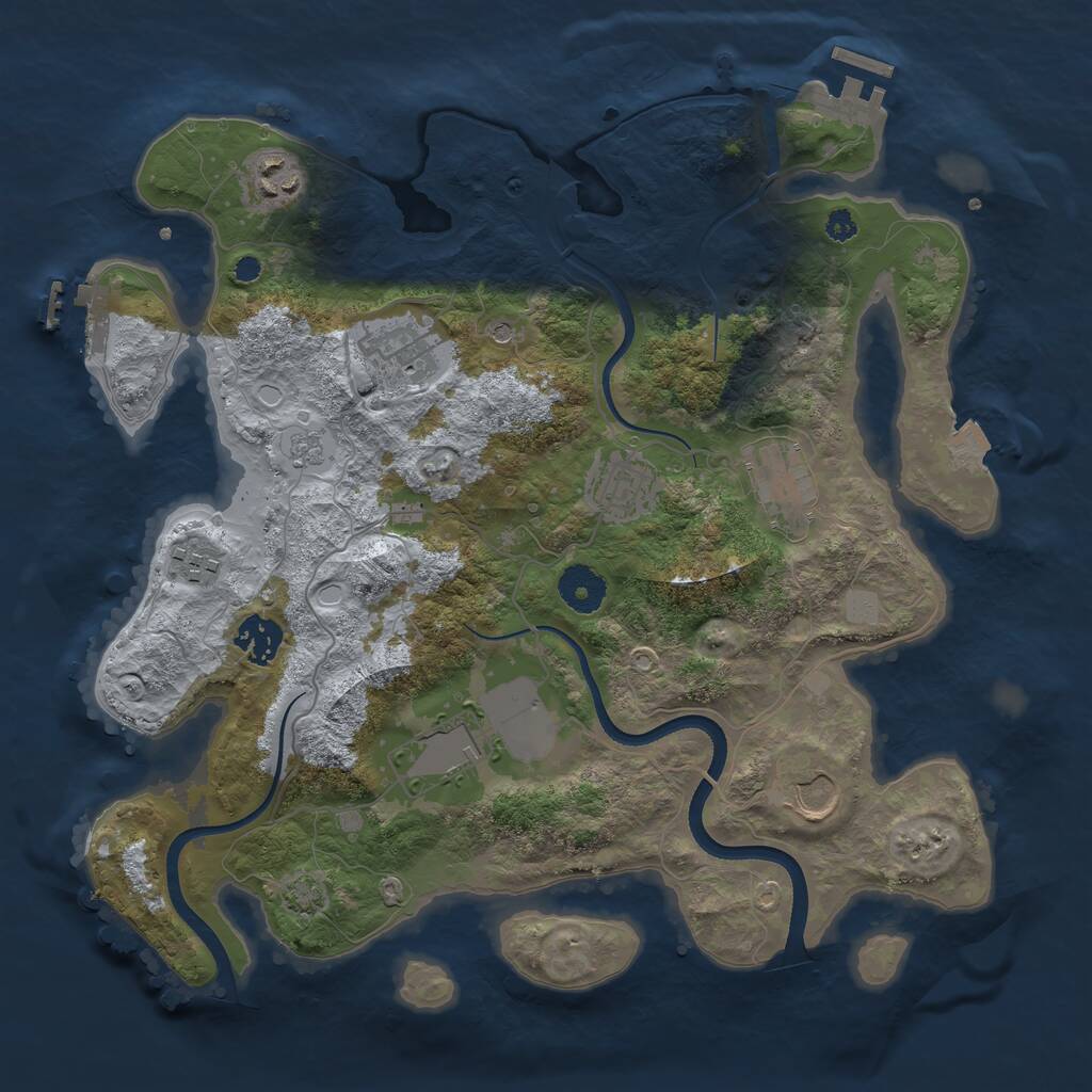 Rust Map: Procedural Map, Size: 3500, Seed: 251370529, 14 Monuments