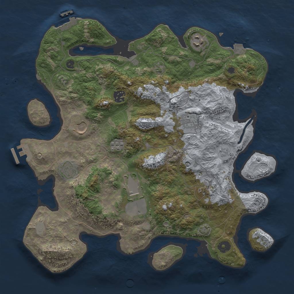 Rust Map: Procedural Map, Size: 3600, Seed: 450, 16 Monuments