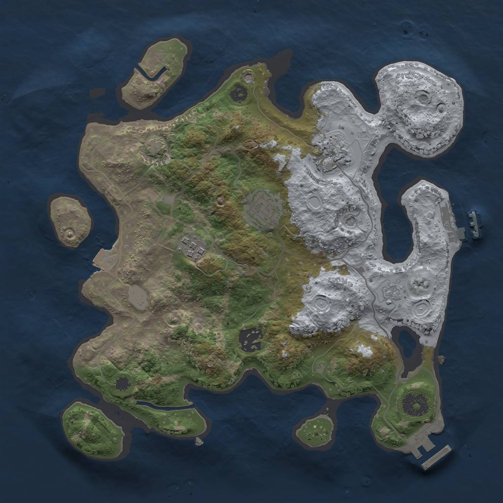 Rust Map: Procedural Map, Size: 3000, Seed: 1322892693, 12 Monuments